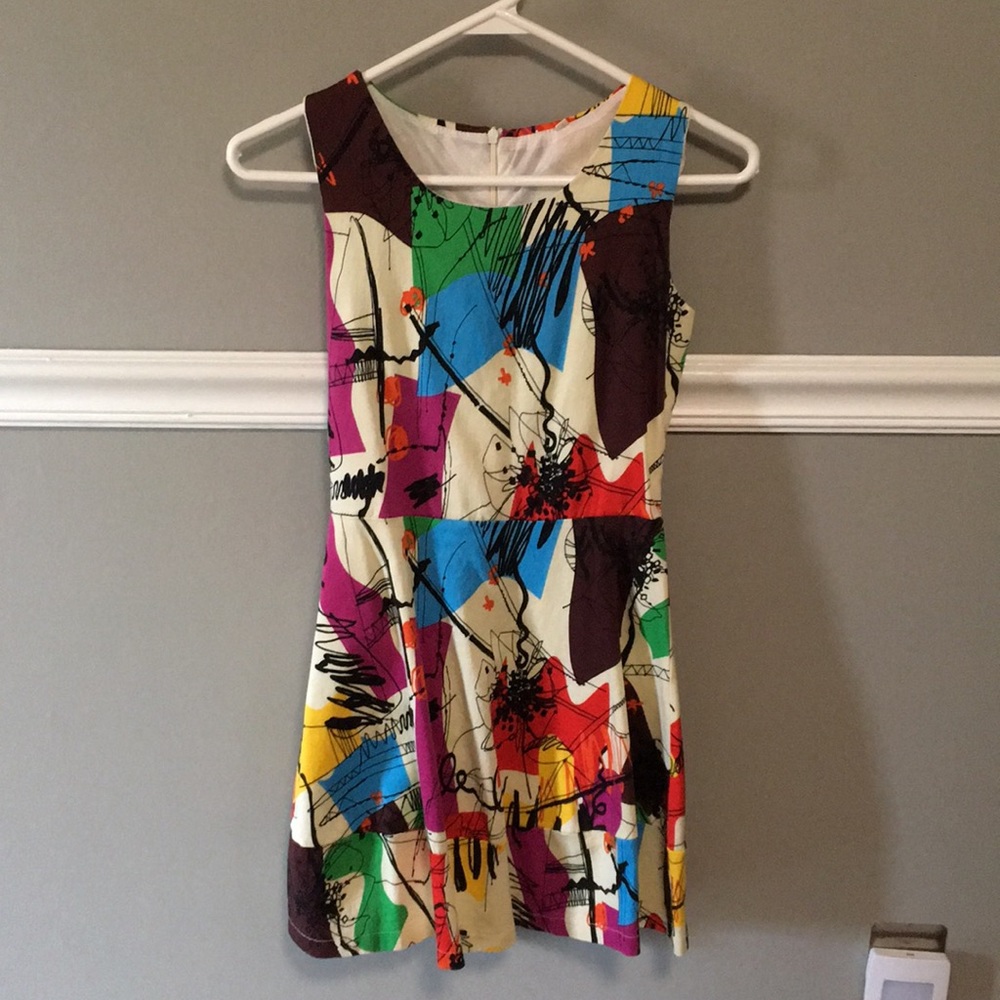 Abstract Pattern Sleeveless Mini Dress